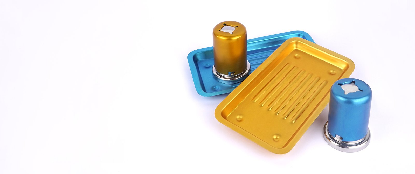 Markone Surgical anodized aluminium hollowware trays